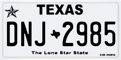TX license plate DNJ2985