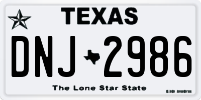 TX license plate DNJ2986
