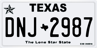 TX license plate DNJ2987