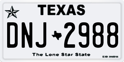 TX license plate DNJ2988