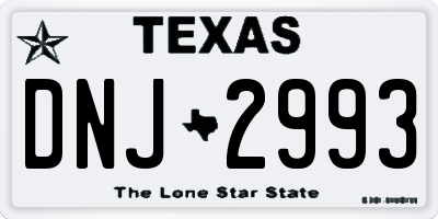 TX license plate DNJ2993