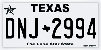 TX license plate DNJ2994