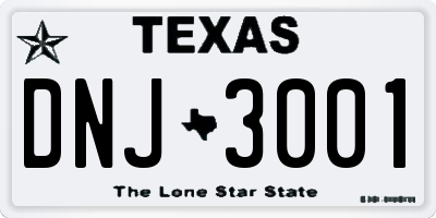 TX license plate DNJ3001