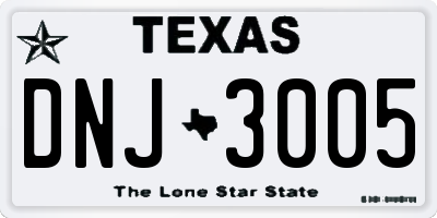 TX license plate DNJ3005