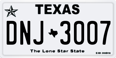 TX license plate DNJ3007