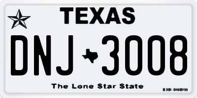 TX license plate DNJ3008