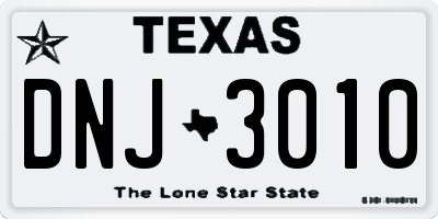 TX license plate DNJ3010