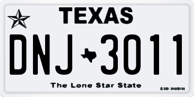 TX license plate DNJ3011