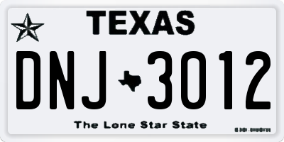 TX license plate DNJ3012