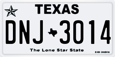 TX license plate DNJ3014