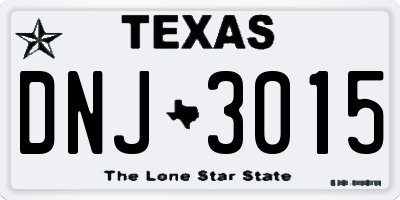 TX license plate DNJ3015