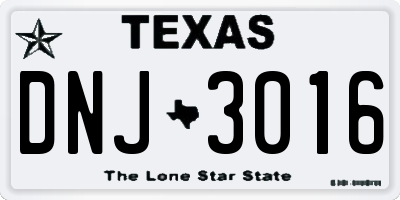 TX license plate DNJ3016