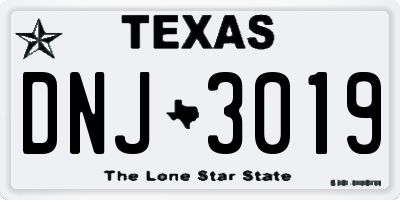 TX license plate DNJ3019