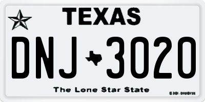 TX license plate DNJ3020