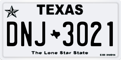 TX license plate DNJ3021