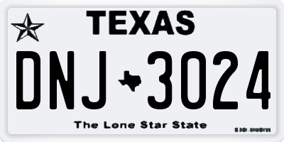 TX license plate DNJ3024