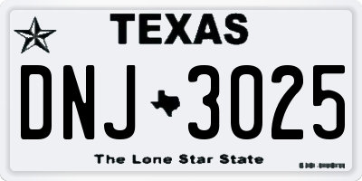 TX license plate DNJ3025