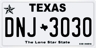 TX license plate DNJ3030