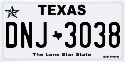 TX license plate DNJ3038