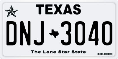 TX license plate DNJ3040