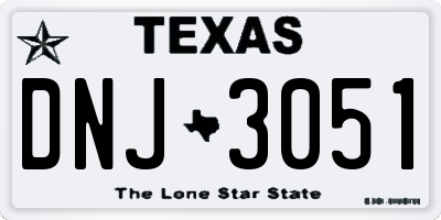 TX license plate DNJ3051