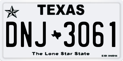 TX license plate DNJ3061