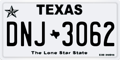 TX license plate DNJ3062
