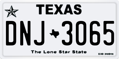 TX license plate DNJ3065