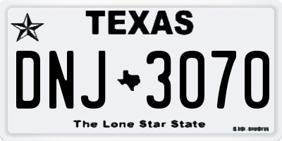 TX license plate DNJ3070