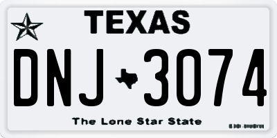 TX license plate DNJ3074