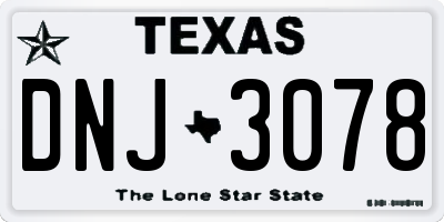 TX license plate DNJ3078