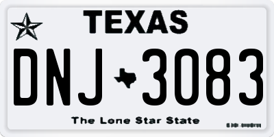 TX license plate DNJ3083