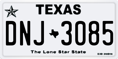 TX license plate DNJ3085