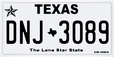 TX license plate DNJ3089