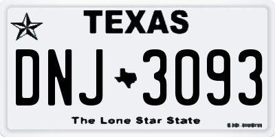 TX license plate DNJ3093