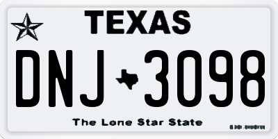 TX license plate DNJ3098