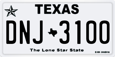 TX license plate DNJ3100