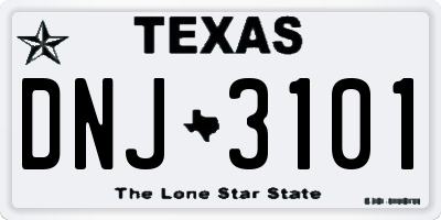 TX license plate DNJ3101