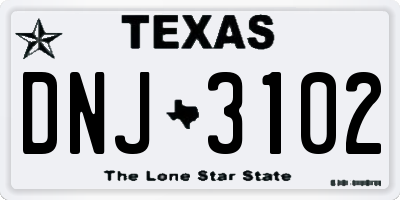 TX license plate DNJ3102