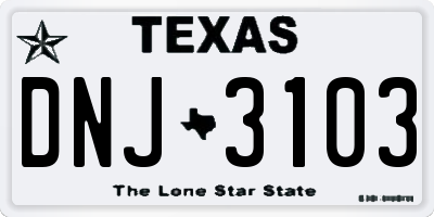TX license plate DNJ3103