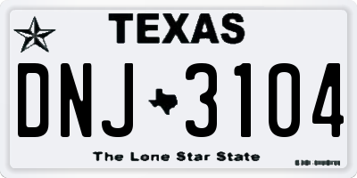 TX license plate DNJ3104