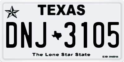 TX license plate DNJ3105