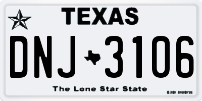 TX license plate DNJ3106