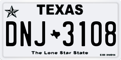 TX license plate DNJ3108