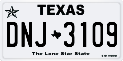 TX license plate DNJ3109