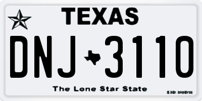TX license plate DNJ3110