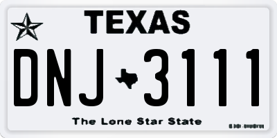 TX license plate DNJ3111