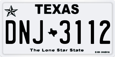 TX license plate DNJ3112