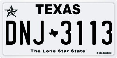 TX license plate DNJ3113