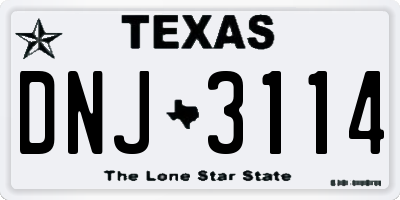 TX license plate DNJ3114